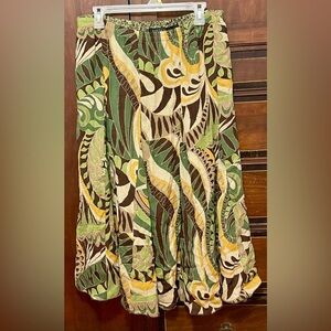 Kasper Sportswear Reversible is Green and Brown Abstract Skirt